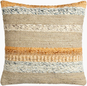 Surya Boundary Bou-001 Stylish 18" Wool & Jute Accent Pillow - Unique Textured Design For Any Room Seafoam Cotton,Wool,Jute,Cotton Bou002-2222