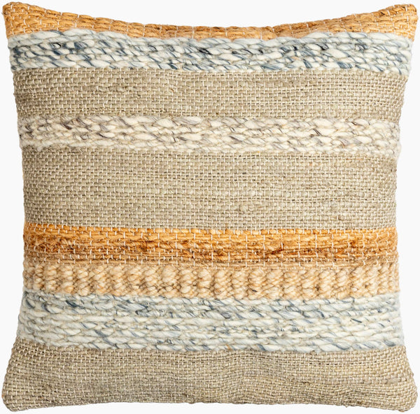 Surya Boundary Bou-001 Stylish 18" Wool & Jute Accent Pillow - Unique Textured Design For Any Room Seafoam Cotton,Wool,Jute,Cotton Bou002-2222