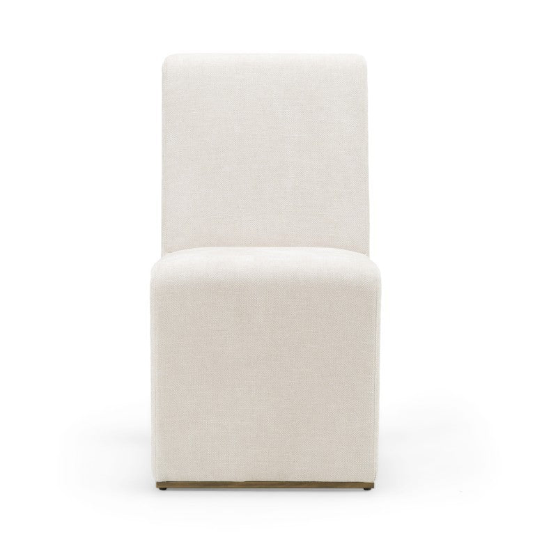 VIG Furniture Bounty Beige Upholstered Dining Chairs Set Of 2 — Modern Solid Back, Antique Brass Legs, Cozy Comfort VGFA-CH531-BGE