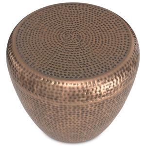 English Elm Preston - Handcrafted Antique Copper Drum Side Table - Modern Industrial Accent For Any Room B136P159008-GIGA