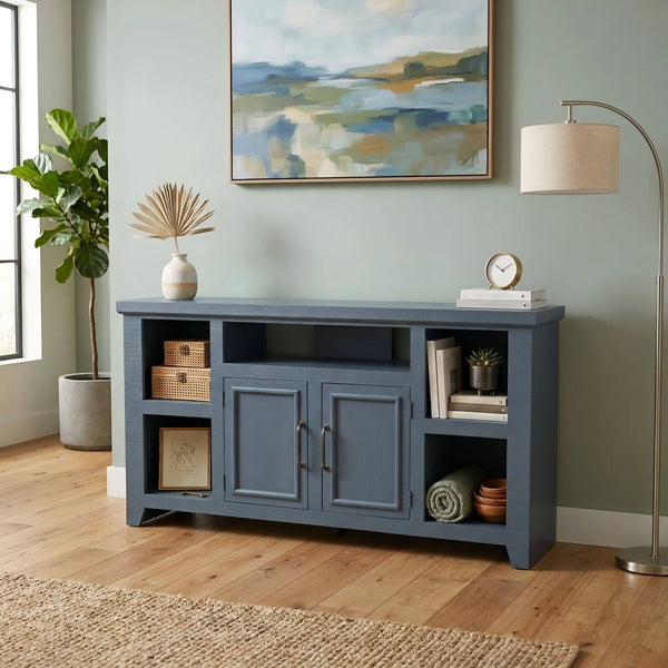 Origins Bowen Hutch Style Tv Console Pine Wood Distressed Farmhouse Storage Cabinet HG3260