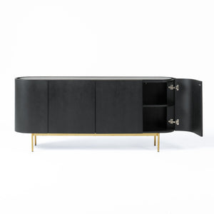VIG Furniture Modrest Bowie - Mid-Century Modern Black Oak + Brass Buffet VGDWJ9941