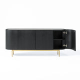 VIG Furniture Modrest Bowie - Mid-Century Modern Black Oak + Brass Buffet VGDWJ9941