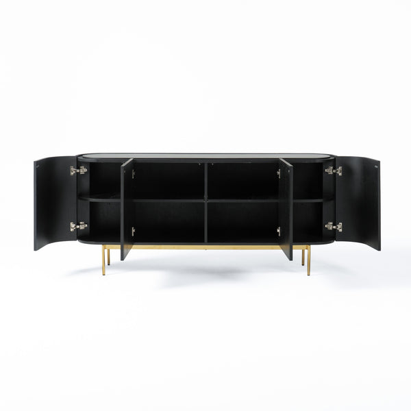 VIG Furniture Modrest Bowie - Mid-Century Modern Black Oak + Brass Buffet VGDWJ9941