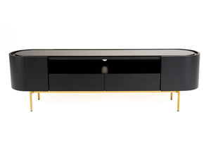 VIG Furniture Modrest Bowie - Mid-Century Modern Black Oak + Brass TV Stand VGDWJ9942