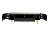 VIG Furniture Modrest Bowie - Mid-Century Modern Black Oak + Brass TV Stand VGDWJ9942