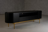 VIG Furniture Modrest Bowie - Mid-Century Modern Black Oak + Brass TV Stand VGDWJ9942