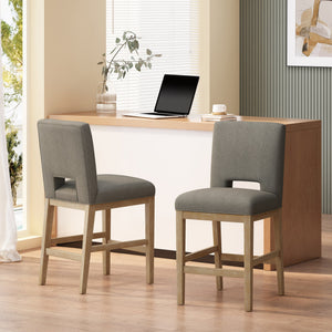 English Elm Christopher Knight Home® - COUNTER Grey Fabric Counter Stool with Padded Back, Sustainable Wooden Frame, Compact Comfort Seat 72489.00DPGRY