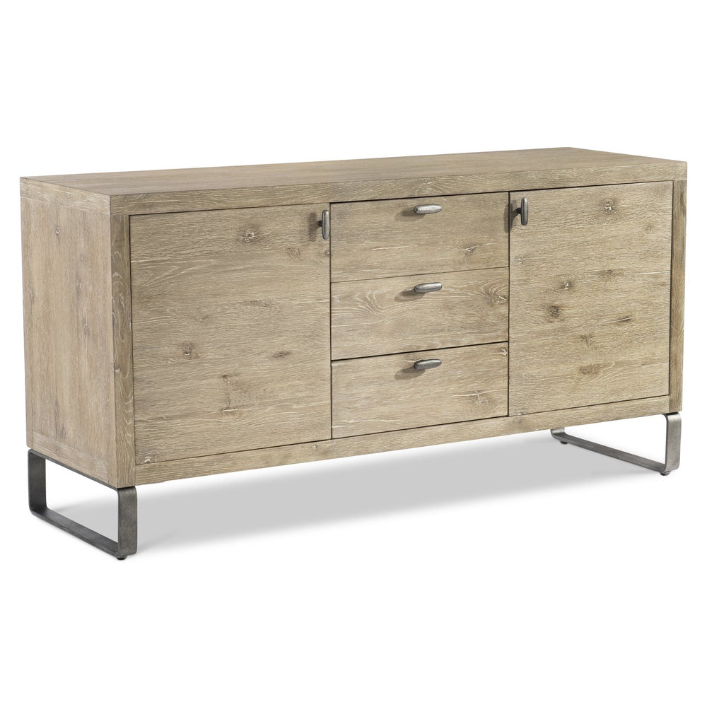 Bernhardt Bernhardt Tribeca Buffet Aurum Finish — 64" White Oak Storage Buffet With Soft-Close Drawers & Steel Base 333133