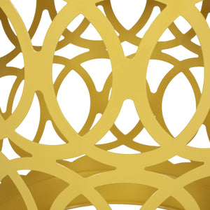 English Elm Outdoor Powder-coated Iron Nesting Accent Tables Set of 2 Laser-cut Circle Design Yellow 73606.00YLW