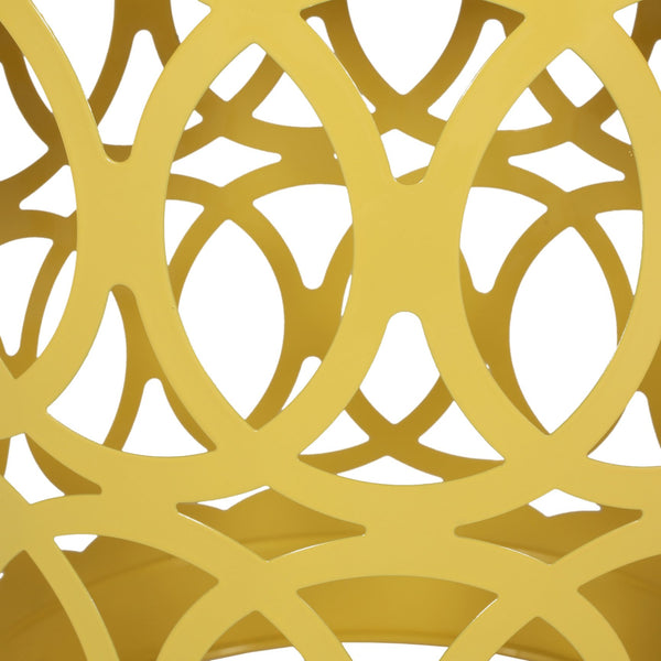 English Elm Outdoor Powder-coated Iron Nesting Accent Tables Set of 2 Laser-cut Circle Design Yellow 73606.00YLW