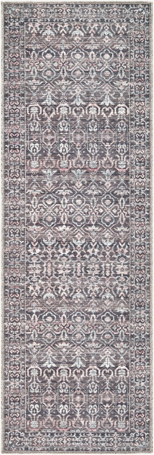 Livabliss Zafira Machine Woven Polyester Rug Traditional Pattern Low Pile Entryway Accent Slate Gray, Dus 2'7" x 7'10" BOZF2301-27710