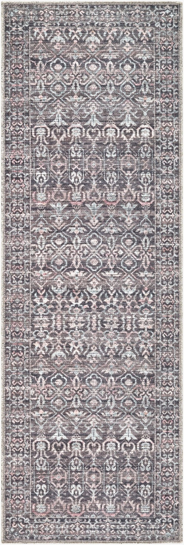 Livabliss Zafira Machine Woven Polyester Rug Traditional Pattern Low Pile Entryway Accent Slate Gray, Dus 2'7" x 7'10" BOZF2301-27710