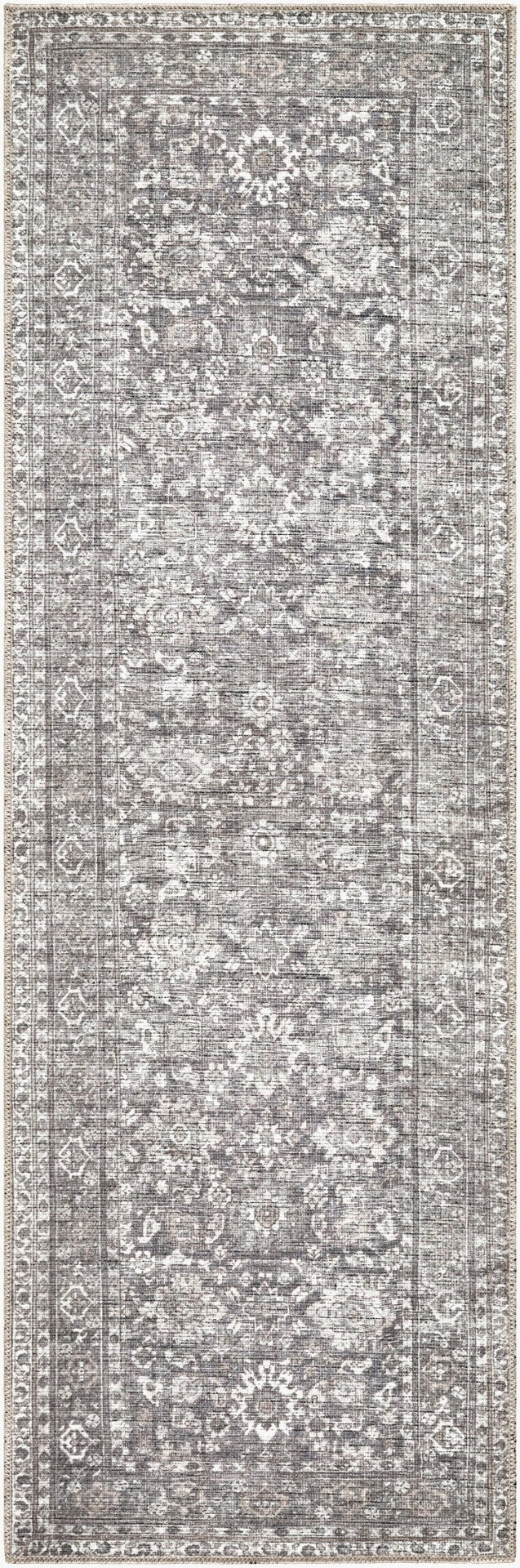 Livabliss Zafira Machine Woven Turkish Polyester Rug Low Pile Traditional Pattern for Entryways Pewter, Ash Gr 6'7" x 9' BOZF2303-679