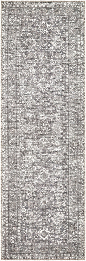 Livabliss Zafira Machine Woven Turkish Polyester Rug Low Pile Traditional Pattern for Entryways Pewter, Ash Gr 2'7" x 7'10" BOZF2303-27710