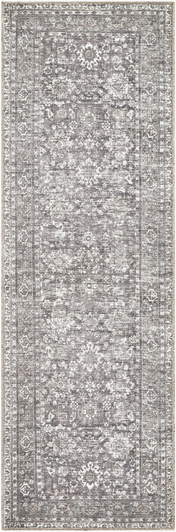 Livabliss Zafira Machine Woven Turkish Polyester Rug Low Pile Traditional Pattern for Entryways Pewter, Ash Gr 2'7" x 7'10" BOZF2303-27710