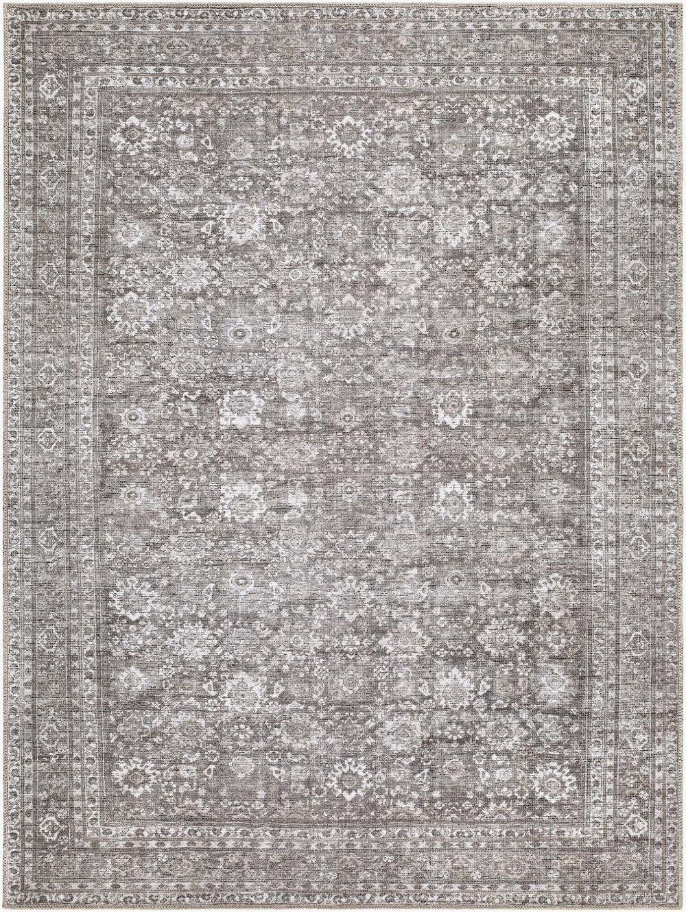 Livabliss Zafira Machine Woven Turkish Polyester Rug Low Pile Traditional Pattern for Entryways Pewter, Ash Gr 6'7" x 9' BOZF2303-679
