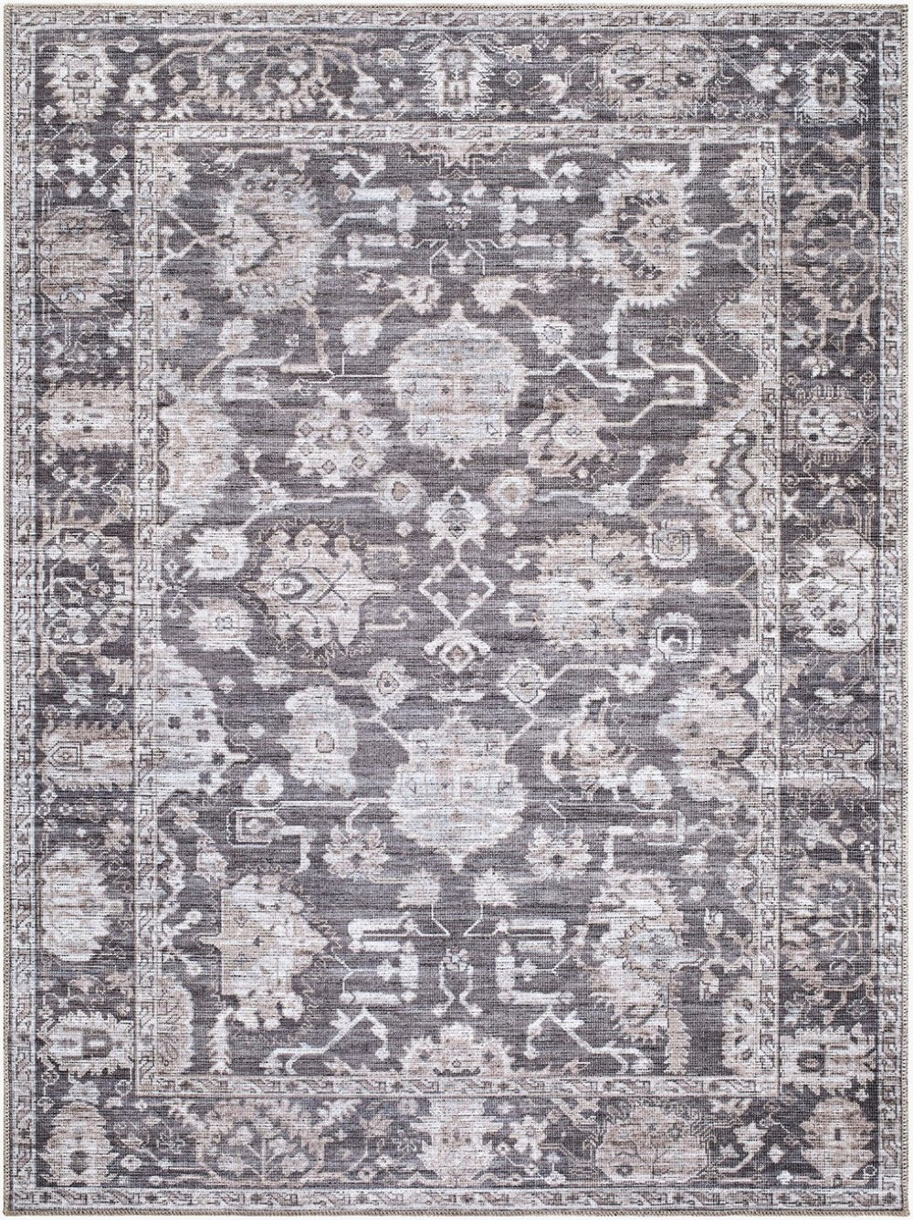 Livabliss Zafira Machine Woven Polyester Accent Rug Low Pile Traditional Pattern for Entryways Charcoal, Slat 2' x 2'11" BOZF2304-2211