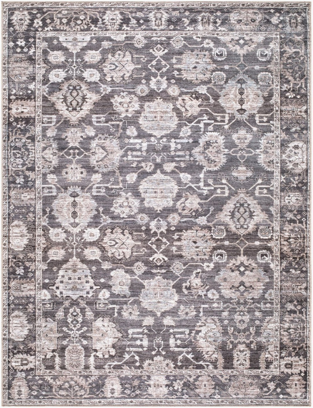 Livabliss Zafira Machine Woven Polyester Accent Rug Low Pile Traditional Pattern for Entryways Charcoal, Slat 2' x 2'11" BOZF2304-2211