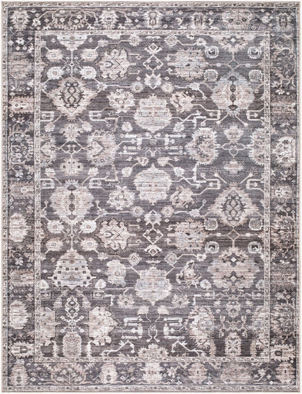 Livabliss Zafira Machine Woven Polyester Accent Rug Low Pile Traditional Pattern for Entryways Charcoal, Slat 7'10" x 10' BOZF2304-71010