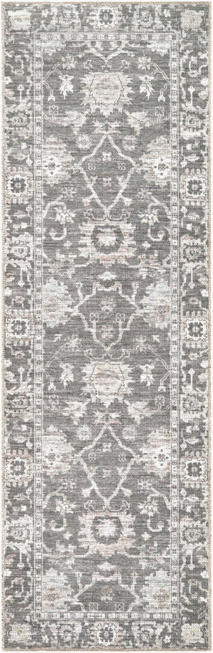 Livabliss Zafira Machine Woven Polyester Rug Traditional Pattern Low Pile High Traffic Floor Accent Charcoal, Slate 2'7" x 7'10" BOZF2305-27710