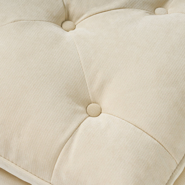 English Elm Lofton Button Tufted Round Ottoman with Turned Birch Legs for Living Room Seating 53081.00