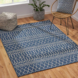 Christopher Knight Home® - Noble House - Currie 5'3" X 7' Indoor/Outdoor Area Rug, Blue and Ivory