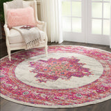 Nourison Passion PSN03 Machine Made Power-loomed Ornamental Border Indoor Only Bohemian Vintage Rug Ivory,Fuchsia, Pink and White 100% Polypropylene 99446259677