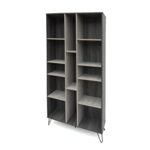 English Elm Christopher Knight Home® - MULTI Function Cabinet Grey Particleboard Tall Bookshelf with Iron Legs, Slim 40.25"W x 77"H 61169.00