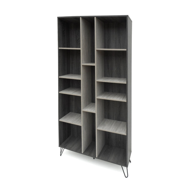 English Elm Christopher Knight Home® - MULTI Function Cabinet Grey Particleboard Tall Bookshelf with Iron Legs, Slim 40.25"W x 77"H 61169.00