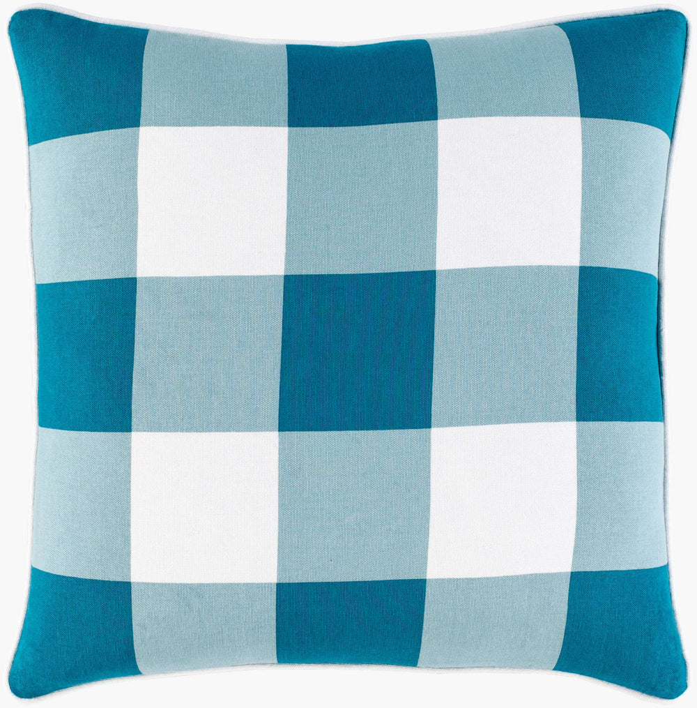 Surya Buffalo Plaid Accent Pillow - Cozy 20"L X 20"W Decorative Cushion For Rustic Home Decor Charm Deep Teal Cotton,Cotton Bpd003-2020p