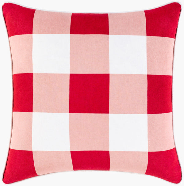 Surya Buffalo Plaid Accent Pillow - Cozy 20"L X 20"W Decorative Cushion For Rustic Home Decor Charm Red Cotton,Cotton Bpd004-2020