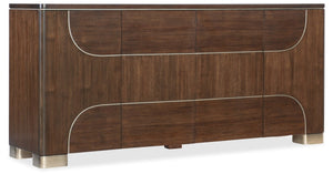 Hooker Furniture Melange Contours Credenza With Dark Walnut Veneer, Champagne Trim, Media-Ready Storage & Soft-Close Doors 628-55076-89