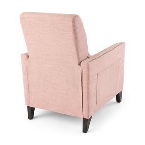 English Elm Pushback Recliner Accent Chair Solid Birch Frame Rivet Detail Mid-century Living Room Seat Blush 65532.00LBLSH