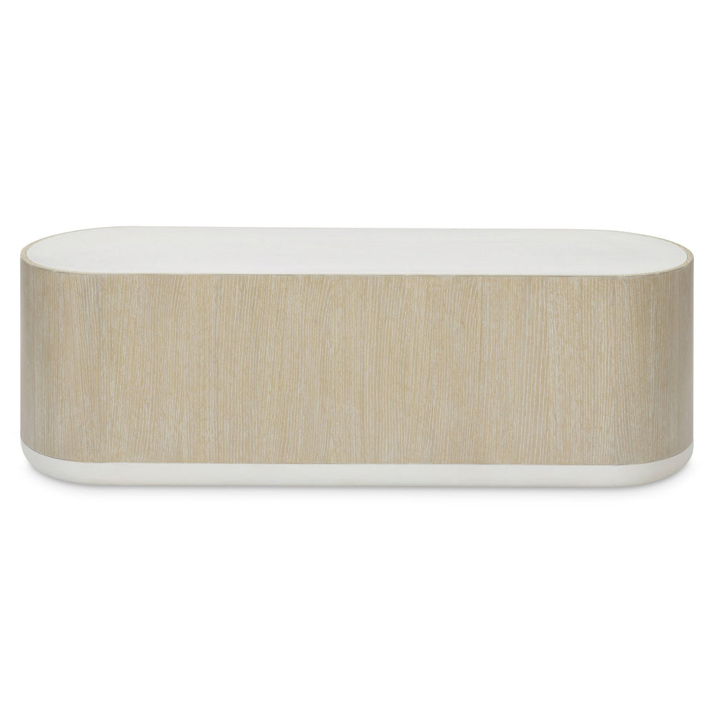 Bernhardt Bernhardt Solaria Oval Cocktail Table With Layered Faux Stone & Wood Finish, Casters, 56"W X 26"D 310022