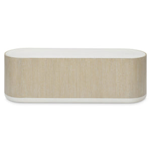 Bernhardt Bernhardt Solaria Oval Cocktail Table With Layered Faux Stone & Wood Finish, Casters, 56"W X 26"D 310022