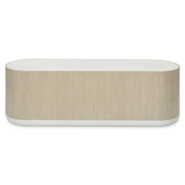 Bernhardt Bernhardt Solaria Oval Cocktail Table With Layered Faux Stone & Wood Finish, Casters, 56"W X 26"D 310022