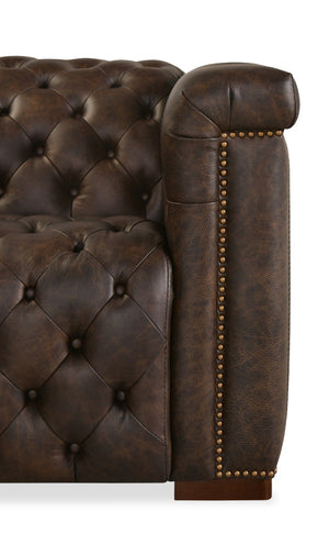 Hooker Furniture Savion Semi-Aniline Leather Chesterfield 6-Seat Sectional With 4 Power Recliners & 7 Headrests SS435-6PC4-089