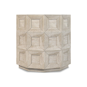 Bernhardt Bernhardt Prado Round Side Table In Tawny Resin Woodgrain Finish With Coffered Detail & Plinth Base 324124A