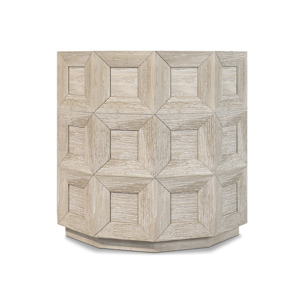Bernhardt Bernhardt Prado Round Side Table In Tawny Resin Woodgrain Finish With Coffered Detail & Plinth Base 324124A