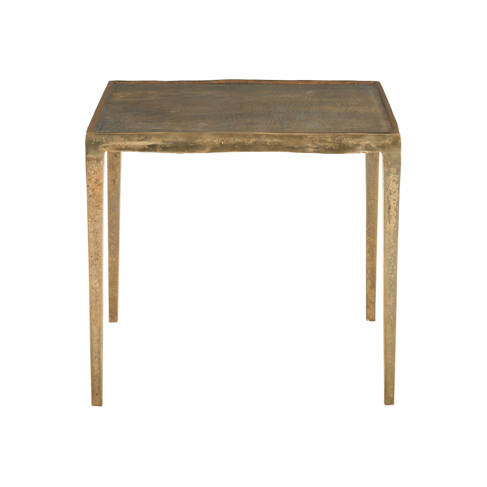 Bernhardt Bernhardt Vintage Brass Benson Square End Table — Cast Aluminum, Gallery Top, Tapered Legs, Compact Elegance 438122
