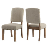 Homelegance By Top-Line Nicklaus Nailhead Linen Upholstered Dining Chairs (Set of 2) Light Natural Rubberwood