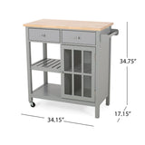 Christopher Knight Home® - Noble House - Byway Contemporary Kitchen Cart with Wheels