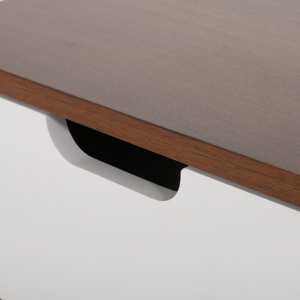 English Elm Christopher Knight Home® - END TABLE Mid-Century Modern Two-Toned End Table with Drawer, Faux Wood Top & Splayed Legs for Living Room White+Walnut 66761.00WALNWHT