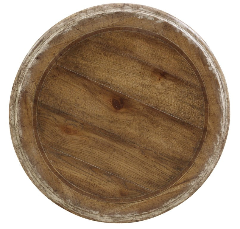 Hooker Furniture Chatelet Caramel Froth Scroll Accent Table With Pecky Pecan Veneer, Distressed Vintage Charm, 28"H 5351-50002