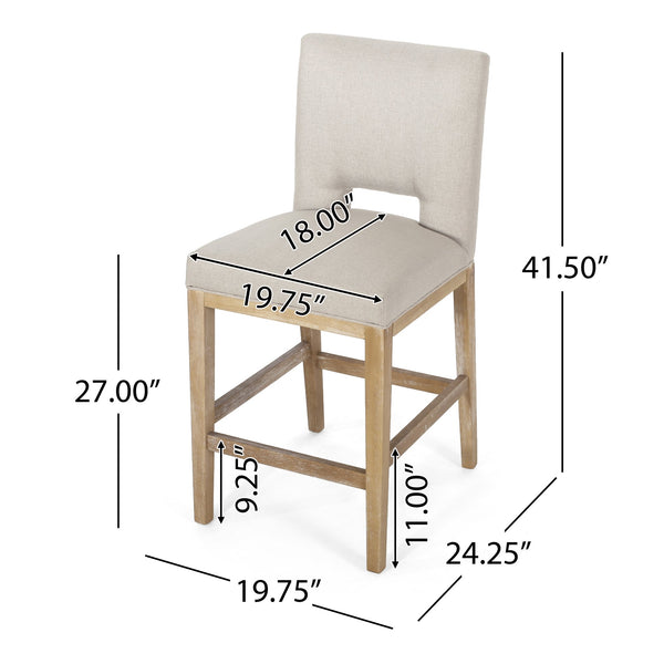 English Elm Christopher Knight Home® - 27 Inch Counter Stools Set of 2 Wheat Fabric, Ergonomic L-Back Support, Modern Breathable Upholstery, Easy Assembly 72489.00WHEAT