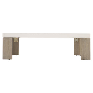 Bernhardt Bernhardt Lorenzo Square Cocktail Table — 52" Grc Vintage Cream Top With Quartered White Oak Flint Base, Modern Organic Focal Piece 465011