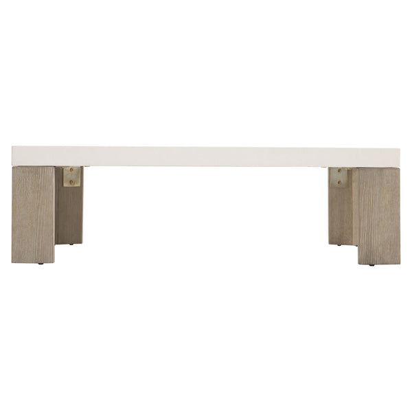 Bernhardt Bernhardt Lorenzo Square Cocktail Table — 52" Grc Vintage Cream Top With Quartered White Oak Flint Base, Modern Organic Focal Piece 465011