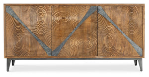 Hooker Furniture Commerce Vortex Credenza With Mango Wood, Slate Inlay & Iron Base — Tv Console, Buffet Storage 7228-85076-85
