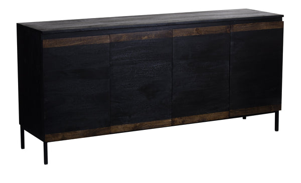 Porter Designs Porter Udo Solid Acacia Wood Sideboard With Dramatic Two-tone Finish In Black And Brown Tones Black Wood 07-108-06-8791
